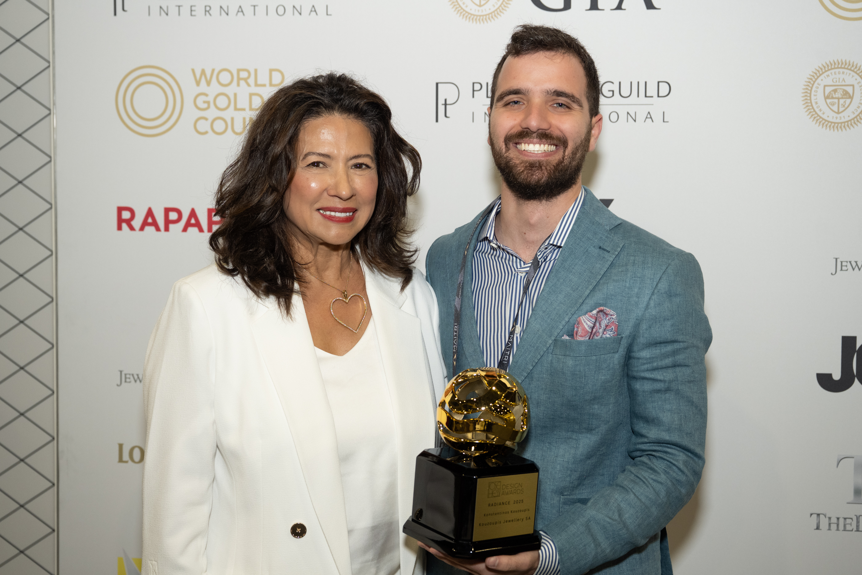 Maggie Hess and Antonis Kouzoupis at the award ceremony